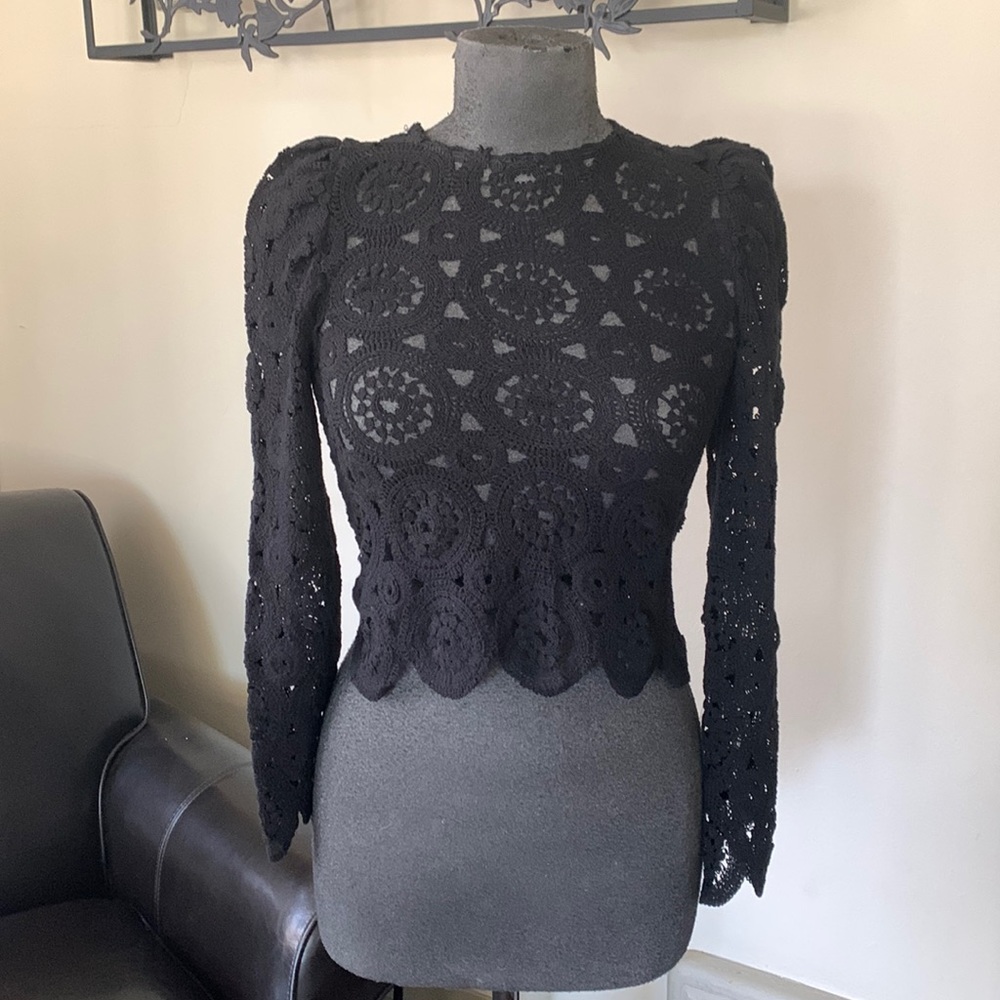 Zara pointelle knit long sleeve